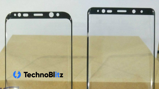 Una foto compara il pannello anteriore del Galaxy Note 8 con S8+